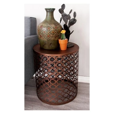 Buy β Metal (Set of 3) Cylinder Quatrefoil Design Accent Tables Brown - Olivia & May π 7 Buy β Metal (Set of 3) Cylinder Quatrefoil Design Accent Tables Brown - Olivia & May π - Image 5