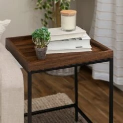 Best deal ⭐ Rosalyn Urban Industrial Glam Square Tray Side Table with Metal Mesh Shelf - Saracina Home Gray Wash 🤩 -End And Side Tables shop unnamed file 1691