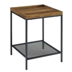 Best deal ⭐ Rosalyn Urban Industrial Glam Square Tray Side Table with Metal Mesh Shelf - Saracina Home Gray Wash 🤩 -End And Side Tables shop unnamed file 1696