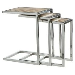 Cheap π Olivia & May Set of 3 Mango Wood and Stainless Steel Nesting Tables Brown - Olivia & May π