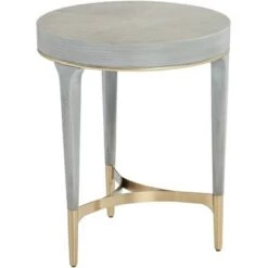 Outlet 👏 55 Downing Street Modern Wood Gold Metal Round Accent Side End Table 19 3/4" Wide Gray Texture for Living Room Home House Entryway 😀 -End And Side Tables shop unnamed file 1705