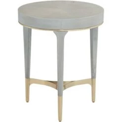 Outlet 👏 55 Downing Street Modern Wood Gold Metal Round Accent Side End Table 19 3/4" Wide Gray Texture for Living Room Home House Entryway 😀 -End And Side Tables shop unnamed file 1706