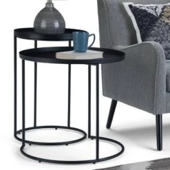 Cheap 😀 2pc 24" Lipton Metal Nesting Table Black - WyndenHall 🧨