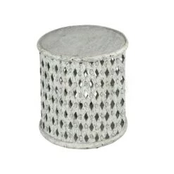 Budget 🤩 Samir Round End Table Alabaster - Steve Silver Co. ✔️