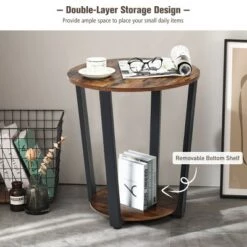 Hot Sale 🤩 Costway Industrial End Table Metal Frame w/ Storage Shelf 😉 -End And Side Tables shop unnamed file 1877