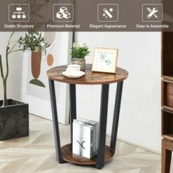 Hot Sale 🤩 Costway Industrial End Table Metal Frame w/ Storage Shelf 😉 -End And Side Tables shop unnamed file 1878