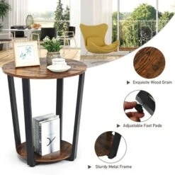 Hot Sale 🤩 Costway Industrial End Table Metal Frame w/ Storage Shelf 😉 -End And Side Tables shop unnamed file 1879