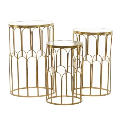 Discount π Olivia & May Set of 3 Glam Mirrored Accent Tables Gold - Olivia & May π 4 Discount π Olivia & May Set of 3 Glam Mirrored Accent Tables Gold - Olivia & May π - Image 2
