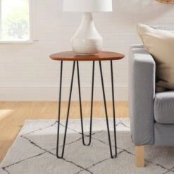 Brand new ⌛ Gibby Hairpin Leg Wood Side Table Walnut - Saracina Home 🥰