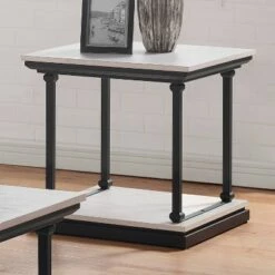 Discount ⌛ Tullymore Shelf Base End Table - miBasics Antique White/black 🔥