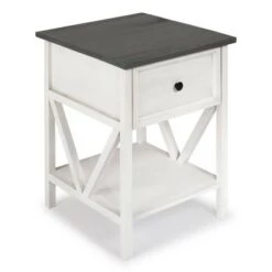 Discount 🧨 Modern Farmhouse Single Drawer End Table - Saracina Home Gray/white Wash 🎁
