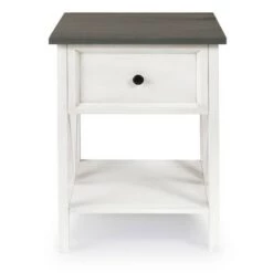 Discount 🧨 Modern Farmhouse Single Drawer End Table - Saracina Home Gray/white Wash 🎁 -End And Side Tables shop unnamed file 1946