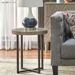 Cheap π Era Round Contemporary End Table Gray/Black - Buylateral π