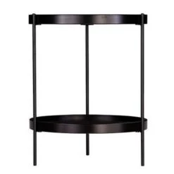 Outlet ⌛ Vermicelli Round Farmhouse Style End Table Black - Aiden Lane 🥰