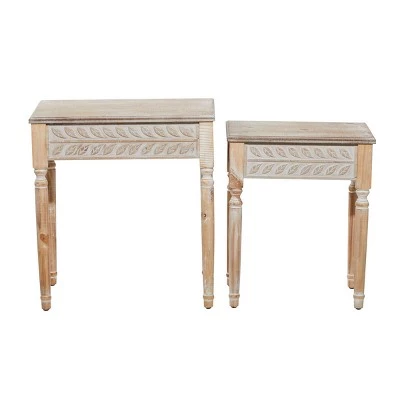 Budget π Olivia & May Set of 2 Farmhouse Wood Accent Tables Brown - Olivia & May π 5 Budget π Olivia & May Set of 2 Farmhouse Wood Accent Tables Brown - Olivia & May π - Image 3