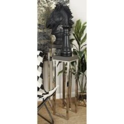 New β€οΈ Olivia & May Set of 2 Contemporary Stainless Steel Accent Tables Black - Olivia & May π€©