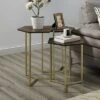 Cheap 💯 Set of 3 Glam Hexagon Geometric Nesting Accent Tables - Saracina Home Dark Walnut/gold 🎉 -End And Side Tables shop unnamed file 2203