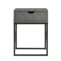 Promo ✨ Faux Shagreen Modern 1 Drawer Side Table - Saracina Home Off-white 👏 -End And Side Tables shop unnamed file 2254