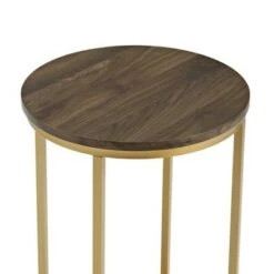 Flash Sale 😍 Set of 2 Vivian Glam X Leg Round Side Tables Dark Walnut/Gold - Saracina Home ❤️ -End And Side Tables shop unnamed file 228
