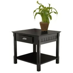 Brand new ⭐ Timber End Table with One Drawer and Shelf - Black - Winsome 😍 -End And Side Tables shop unnamed file 2324