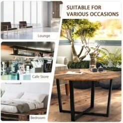 Discount 🤩 Costway Round Coffee Table Industrial Style Cocktail Side Table With Metal Frame ✨ -End And Side Tables shop unnamed file 2329