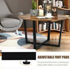 Discount 🤩 Costway Round Coffee Table Industrial Style Cocktail Side Table With Metal Frame ✨ -End And Side Tables shop unnamed file 2331