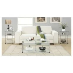Promo ⭐ Classic Glass 3 Tier End Table Clear Glass - Breighton Home ✔️ -End And Side Tables shop unnamed file 2385