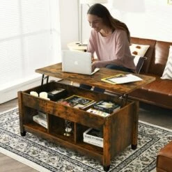 Best deal 😀 Costway Lift Top Coffee Table w/ Hidden Compartment and Storage Shelves Coffee ✨ -End And Side Tables shop unnamed file 2453