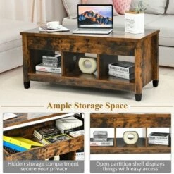 Best deal 😀 Costway Lift Top Coffee Table w/ Hidden Compartment and Storage Shelves Coffee ✨ -End And Side Tables shop unnamed file 2456