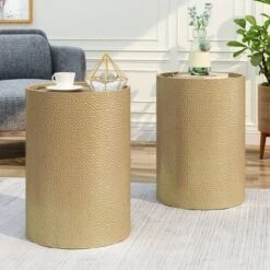 Top 10 🤩 2pk Brookhaven Modern Round Accent Table - Christopher Knight Home Gold 🎉