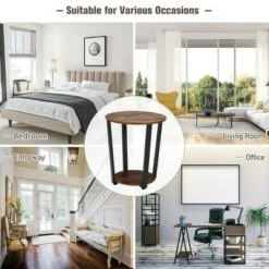 Cheapest 🧨 Costway Set of 2 Industrial End Table Metal Frame w/ Shelf ❤️ -End And Side Tables shop unnamed file 2523