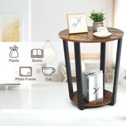 Cheapest 🧨 Costway Set of 2 Industrial End Table Metal Frame w/ Shelf ❤️ -End And Side Tables shop unnamed file 2524
