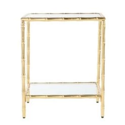 Promo π Stefall Glass Top Accent Table Gold - Aiden Lane π