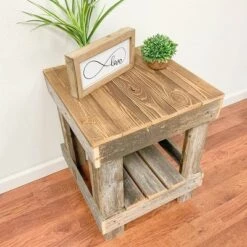 Cheap 😀 del Hutson Designs 100 Percent Reclaimed Solid Wood Rustic Contemporary Country Farmhouse Decor End Table for Living Room or Bedroom, Natural 🌟 -End And Side Tables shop unnamed file 2558