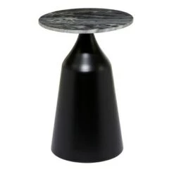 Discount 👍 Contemporary Marble Drum Accent Table - Olivia & May Charcoal Gray 👍 -End And Side Tables shop unnamed file 2594