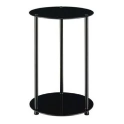 Best deal 🌟 Designs2Go Classic Glass 2 Tier Round End Table - Breighton Home Black 🔔 -End And Side Tables shop unnamed file 2659