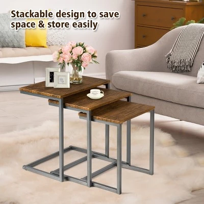 Best Pirce π Costway 3 Pcs Nesting Coffee End Table Set Stacking Side Nightstand Living Room Office β 7 Best Pirce π Costway 3 Pcs Nesting Coffee End Table Set Stacking Side Nightstand Living Room Office β - Image 5