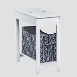Deals ❤️ The Lakeside Collection Lakeside Side Table with Fashion Print Storage Bin - Wood with Fabric Basket 👏 -End And Side Tables shop unnamed file 2702