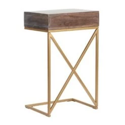 New 🛒 Bucyrus Rustic Glam Handcrafted Acacia Wood C Shaped Side Table Dark Brown/Gold - Christopher Knight Home 😉 -End And Side Tables shop unnamed file 2721