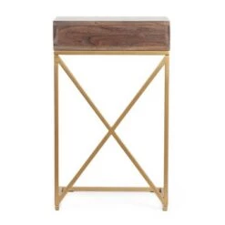 New 🛒 Bucyrus Rustic Glam Handcrafted Acacia Wood C Shaped Side Table Dark Brown/Gold - Christopher Knight Home 😉 -End And Side Tables shop unnamed file 2724