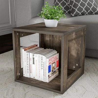 Budget π Hastings Home Stackable Contemporary Cube End Table With Open Sides - Gray π 4 Budget π Hastings Home Stackable Contemporary Cube End Table With Open Sides - Gray π - Image 2