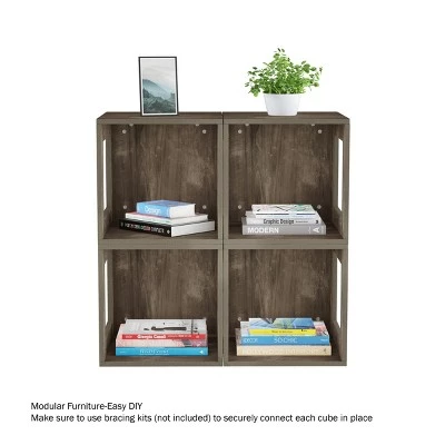 Budget π Hastings Home Stackable Contemporary Cube End Table With Open Sides - Gray π 7 Budget π Hastings Home Stackable Contemporary Cube End Table With Open Sides - Gray π - Image 5