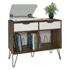 Wholesale 👏 Concord Turntable Stand with Drawers - Novogratz Brown Oak ⌛ -End And Side Tables shop unnamed file 2755