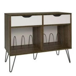 Wholesale 👏 Concord Turntable Stand with Drawers - Novogratz Brown Oak ⌛ -End And Side Tables shop unnamed file 2756