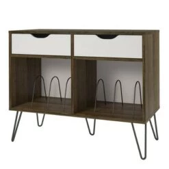 Wholesale 👏 Concord Turntable Stand with Drawers - Novogratz Brown Oak ⌛ -End And Side Tables shop unnamed file 2757