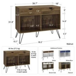 Wholesale 👏 Concord Turntable Stand with Drawers - Novogratz Brown Oak ⌛ -End And Side Tables shop unnamed file 2761