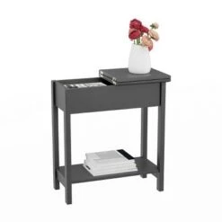 Hot Sale 😉 Hastings Home Narrow Flip Top End Table – Gray ⌛