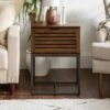 Deals 🧨 Visconti Boho Slat Pull Down Door Side Table - Saracina Home English Oak ✨ -End And Side Tables shop unnamed file 2826