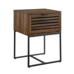 Deals 🧨 Visconti Boho Slat Pull Down Door Side Table - Saracina Home English Oak ✨ -End And Side Tables shop unnamed file 2828