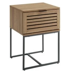Deals 🧨 Visconti Boho Slat Pull Down Door Side Table - Saracina Home English Oak ✨ -End And Side Tables shop unnamed file 2838
